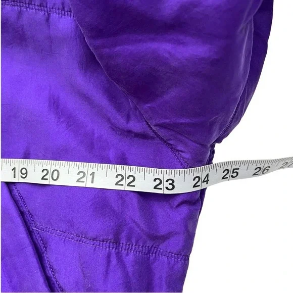Vintage 80s CLIO‎ 100% Silk Purple Bomber Jacket Sz L Quilted Quiet Luxury Y2K - Picture 8 of 9